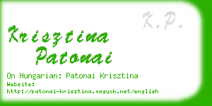 krisztina patonai business card